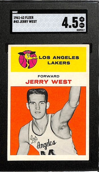 1961-62 Fleer Jerry West #43  Rookie Card Graded SGC 4.5
