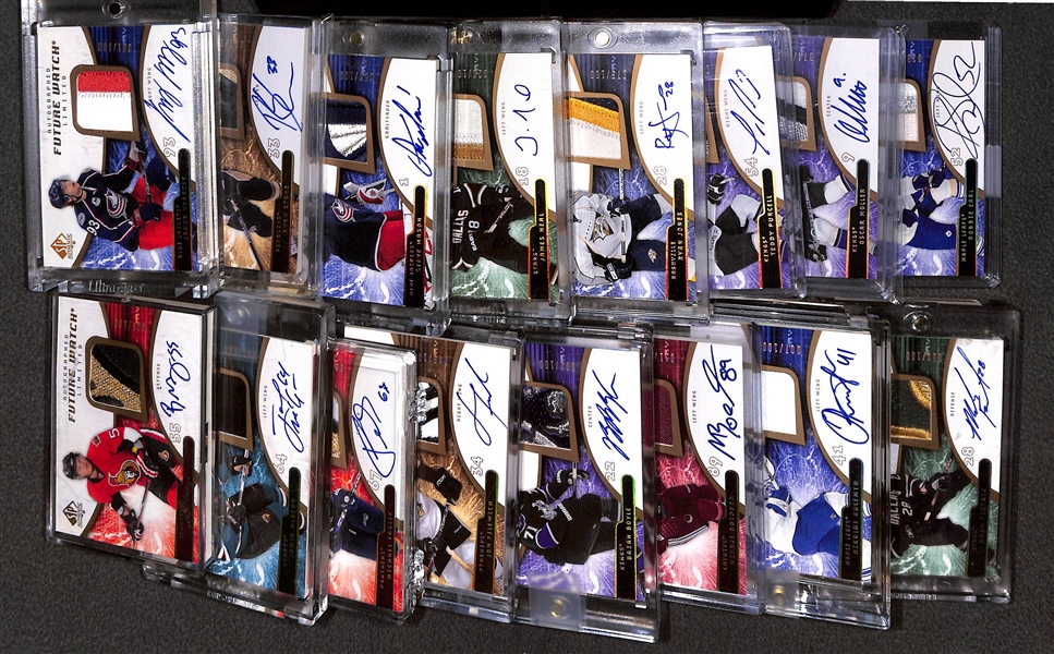 Lot of (16) 2008-09 SP Authentic Future Watch Rookie Patch Autograph (#/100) inc. Jakub Voracek, Ryan Stone, Steve Mason, James Neal, Ryan Jones, Teddy Purcell, etc