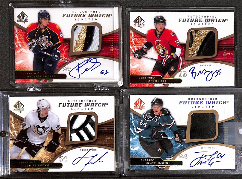 Lot of (16) 2008-09 SP Authentic Future Watch Rookie Patch Autograph (#/100) inc. Jakub Voracek, Ryan Stone, Steve Mason, James Neal, Ryan Jones, Teddy Purcell, etc