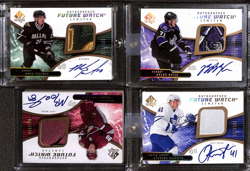 Lot of (16) 2008-09 SP Authentic Future Watch Rookie Patch Autograph (#/100) inc. Jakub Voracek, Ryan Stone, Steve Mason, James Neal, Ryan Jones, Teddy Purcell, etc