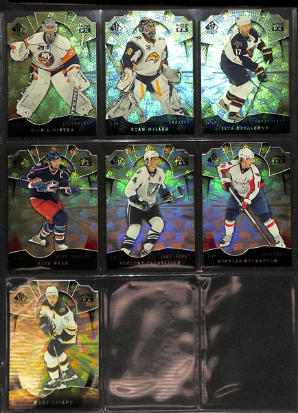 Lot of (58) 2008-09 SP Authentic Future Watch Rookie Autographs and Holo FX Inserts inc. Patric Hornqvist Autograph (#/999), Jakub Voracek Autograph (#/999), Sidney Crosby Gold Die Cut Case Hit, +