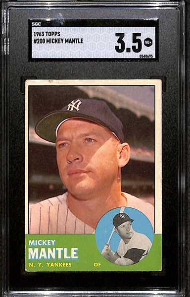 1963 Topps #200 Mickey Mantle Graded SGC 3.5