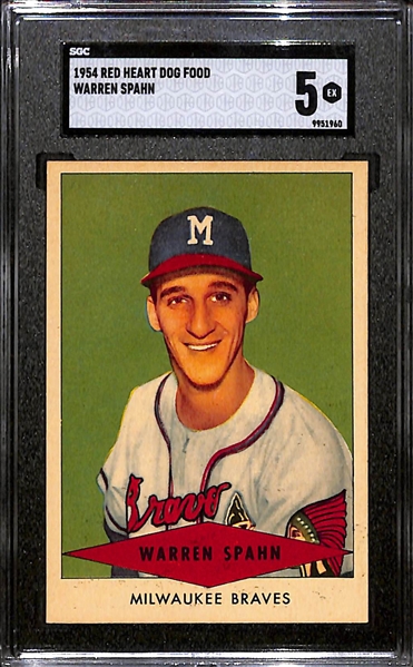 1954 Red Heart Dog Food Warren Spahn Graded SGC 5