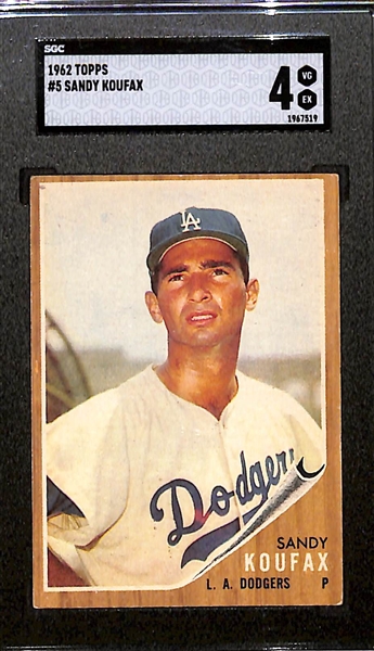 Lot of (3) Topps SGC Graded Sandy Koufax Baseballl Cards From 1958 (Graded 3), 1960 (Graded 4), and 1962 (Graded 4)