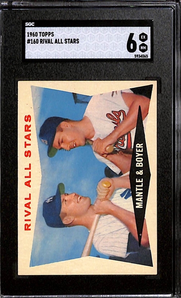 Lot of (2) SGC Graded Topps Mickey Mantle Baseball Cards Inc. 1960 Rival All Stars w. Mantle & Boyer (Graded 6), and 1964 A.L Bombers w. Maris, Cash, Mantle, and Kaline (Graded 3.5)