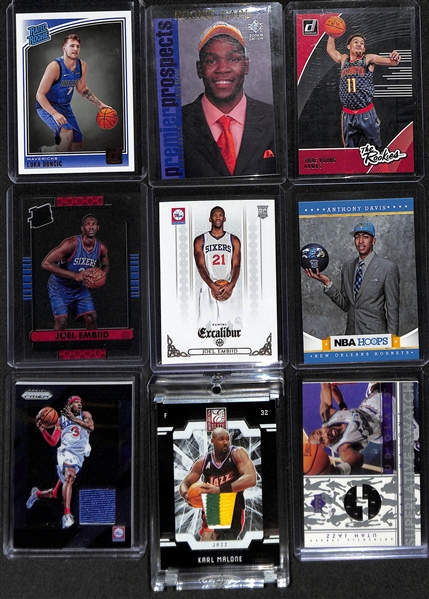 Lot of (60+) Mostly Basketball Rookies w. Luka Doncic Donruss Rated Rookie, Kevin Durant SP Rookie Edition, Trae Young, Joel Embiid and Many Others