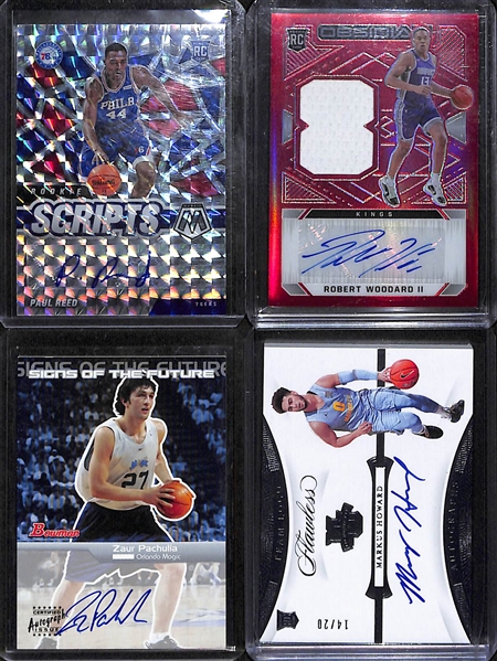 Lot of (12) Rookie and Star Autographs w. 2015-16 Gala David Robinson Starring Role Signatures /50, 2020-21 Select Karl Malone Patch Auto #d /35