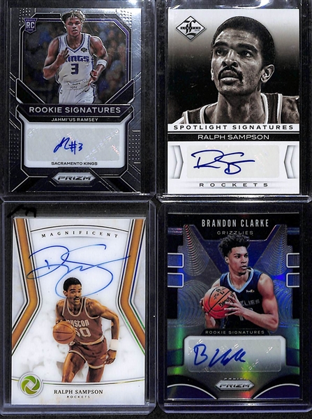 Lot of (12) Rookie and Star Autographs w. 2015-16 Gala David Robinson Starring Role Signatures /50, 2020-21 Select Karl Malone Patch Auto #d /35