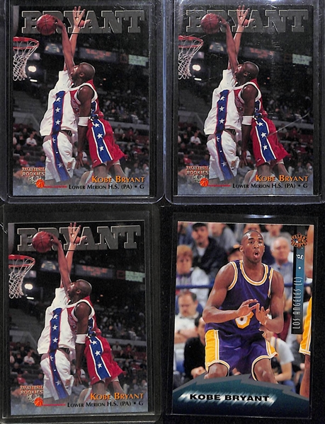 Lot of (20) Kobe Bryant Cards w. (13) Rookies Inc. Skybox Z Force # 142, Skybox Premium # 55, and Many More