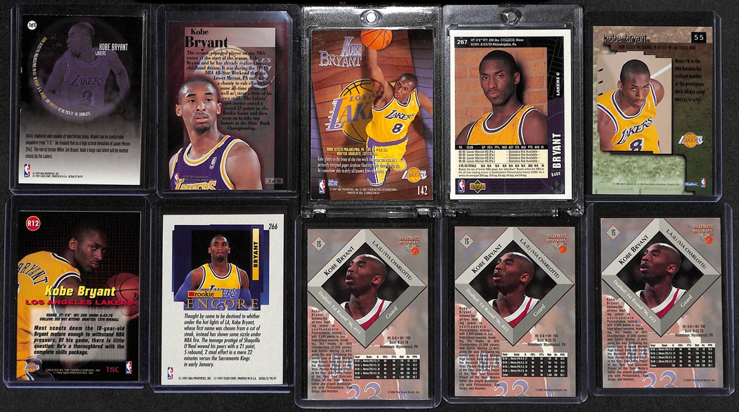 Lot of (20) Kobe Bryant Cards w. (13) Rookies Inc. Skybox Z Force # 142, Skybox Premium # 55, and Many More