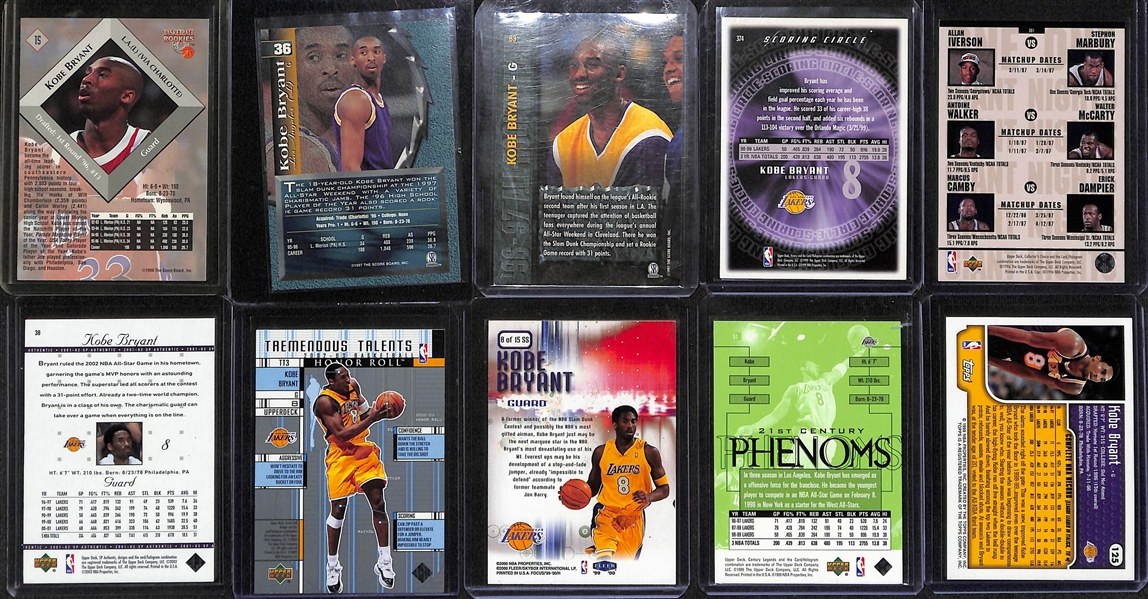 Lot of (20) Kobe Bryant Cards w. (13) Rookies Inc. Skybox Z Force # 142, Skybox Premium # 55, and Many More