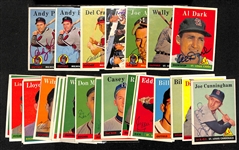 Lot of (30) Signed 1958 Milwaukee Braves Cards w. (2) Pafko, Crandall, (2) Adcock, Moon, and Dark, + (JSA Auction Letter)