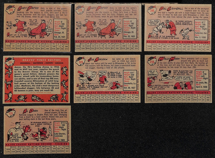 Lot of (30) Signed 1958 Milwaukee Braves Cards w. (2) Pafko, Crandall, (2) Adcock, Moon, and Dark, + (JSA Auction Letter)