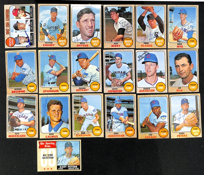 Lot of (43) Signed 1968 Topps Baseball Cards w. Colavito, Williams, Jenkins, (2) Oliva, and Wilhelm, + (JSA Auction Letter) 