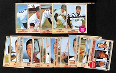 Lot of (30) Signed 1968 Topps Red Sox and Yankees Cards w. (3) Longborg, Tresh, Stottlemyre, Petrocelli, and Williams, + (JSA Auction Letter)