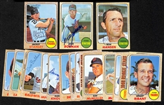 Lot of (26) Signed 1968 Topps Senators and Tigers Cards w. Stanley, Bosman, and Hansen, + (JSA Auction Letter)