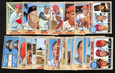 Lot of (27) Signed 1968 Topps Phillies and Pirates Cards w. (2) Bunning, Wise, Mauch, Jackson, Mota, Shepard, and Callison, + (JSA Auction Letter) 