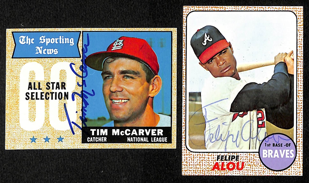 Lot of (40) Signed 1968 Topps Cardinals and Braves Cards w. McCarver, Alou, Francona, and Pappas, + (JSA Auction Letter)