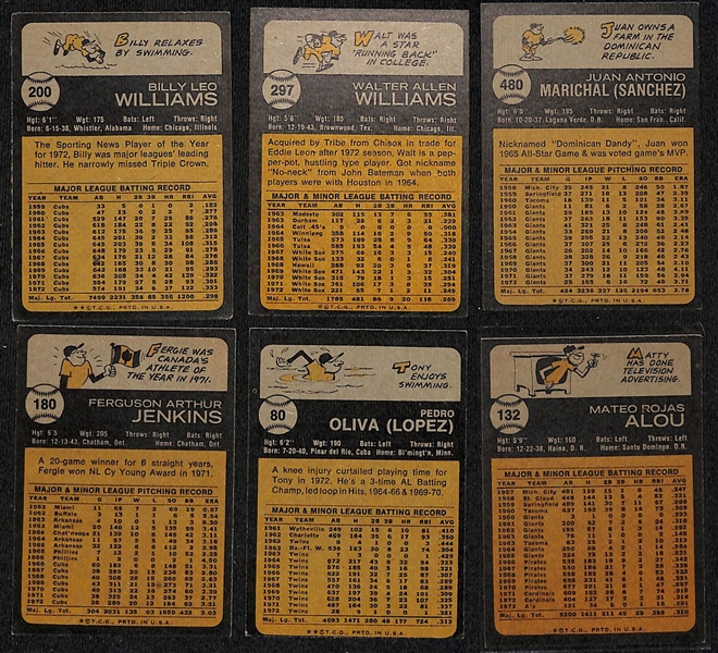 Lot of (93) Signed 1973 Topps Baseball Cards w. (2) Williams, Marichal, Jenkins, Oliva, and Alou, + (JSA Auction Letter) 