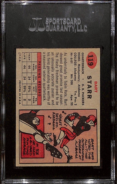 1957 Topps Bart Starr #119 (HOF) Rookie Card Graded SGC 6