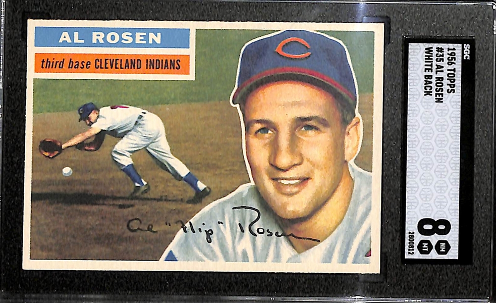 1956 Topps Al Rosen #35 White Back SGC 8