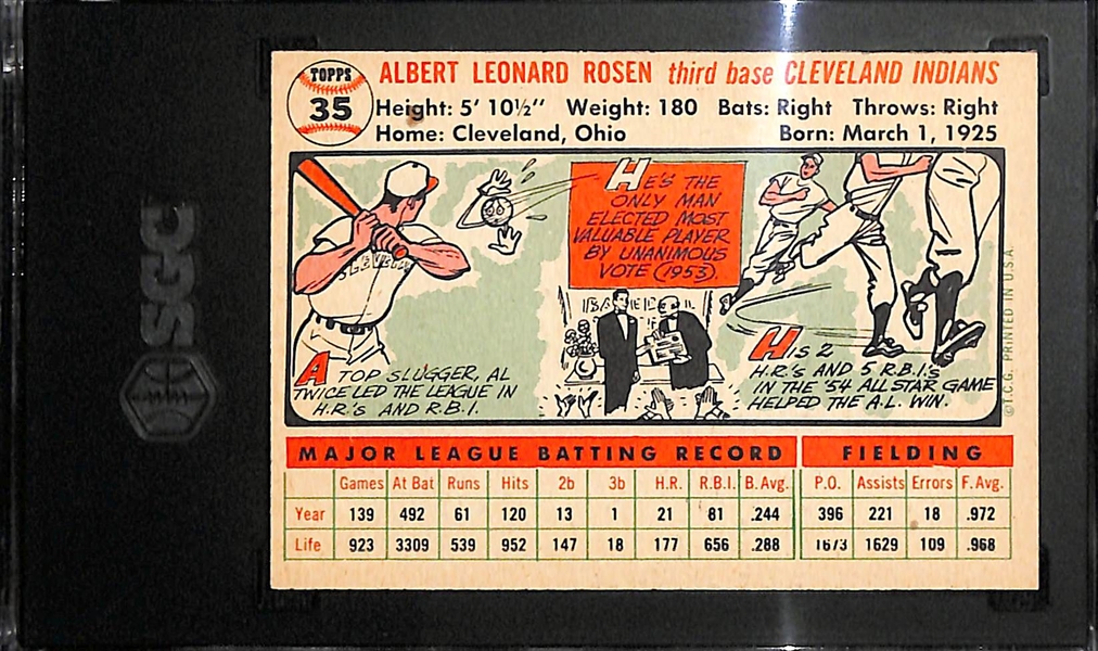 1956 Topps Al Rosen #35 White Back SGC 8