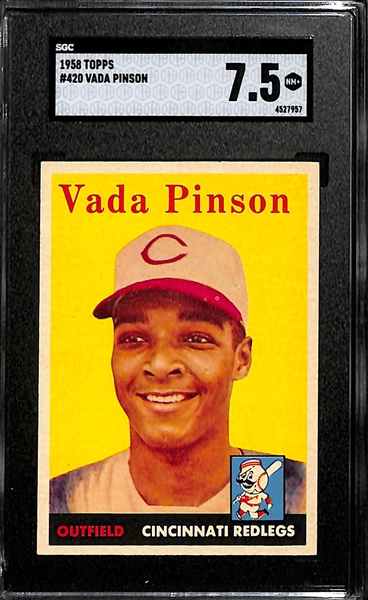 1958 Topps Vada Pinson Rookie Card #420 SGC 7.5