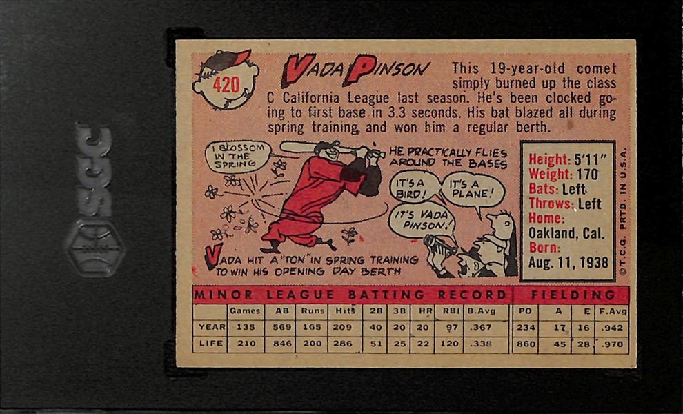 1958 Topps Vada Pinson Rookie Card #420 SGC 7.5