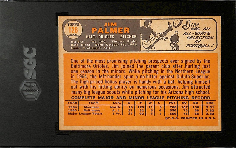 1966 Topps Jim Palmer Rookie Card #126 SGC 6