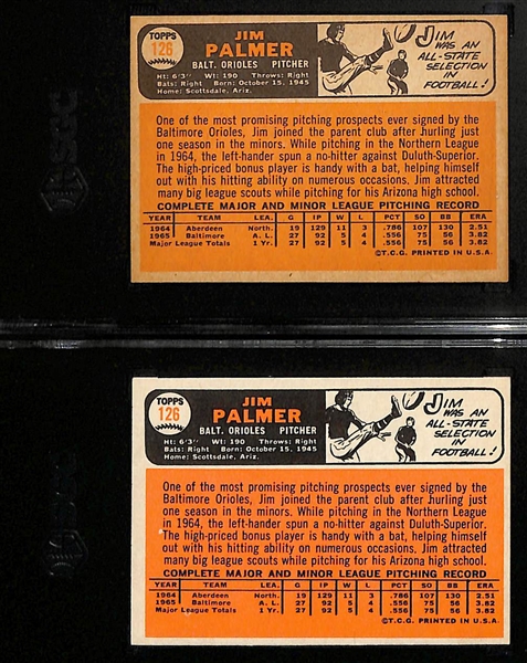 Lot of (2) 1966 Topps Jim Palmer Rookie Cards #126 - Both SGC 5