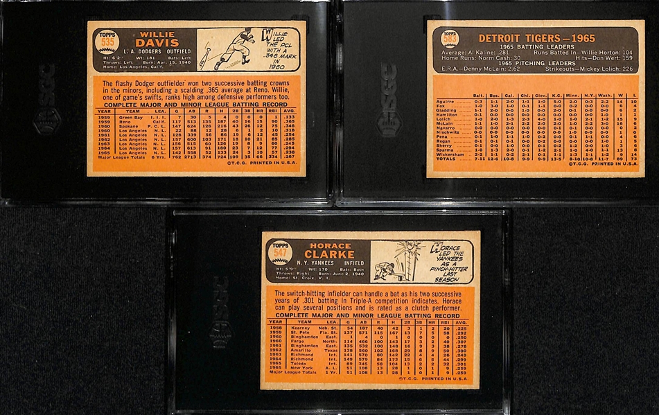 Lot of (3) 1966 Topps Graded Cards - Willie Davis SGC 7, Tigers Team SGC 5, Horace Clarke SGC 5