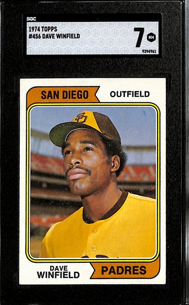 Lot of (2) 1974 Topps Dave Winfield Rookies SGC 7 & 4, & 1973 Topps Pete Rose SGC 6.5