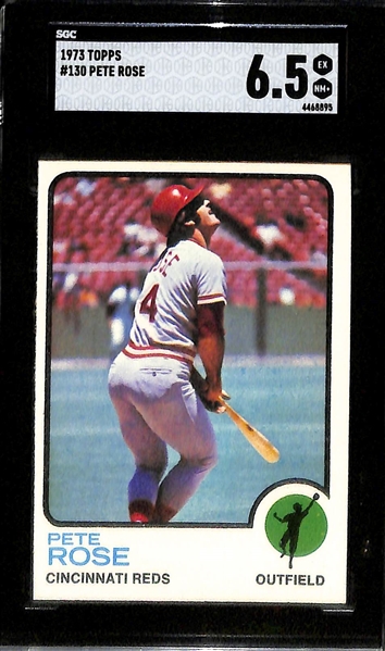 Lot of (2) 1974 Topps Dave Winfield Rookies SGC 7 & 4, & 1973 Topps Pete Rose SGC 6.5