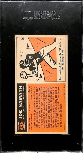 1965 Topps Joe Namath #122 Tall Boy Rookie Card Graded SGC 5