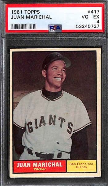 Lot of (3) PSA Graded 1961 Topps Baseball Hall of Fame Rookies- Juan Marichal (PSA 4), Ron Santo (PSA 4), Billy Williams (PSA 4)