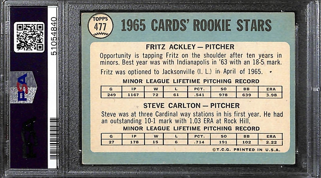 1965 Topps Baseball Steve Carlton Rookie Graded PSA 4