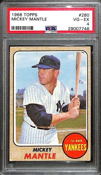 1968 Topps Baseball Mickey Mantle Graded PSA 4