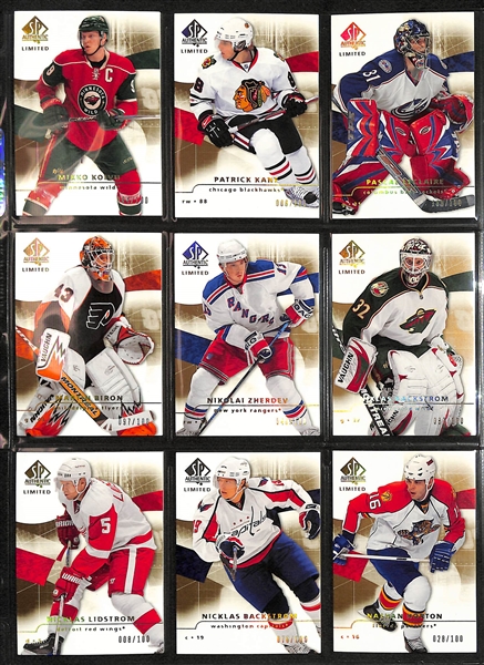 Lot of (115) 2008-09 SP Authentic Sign of the Times Autographs and Limited Parallels e/ (#/100) inc. Eric Staal Autograph, Jari Kurri Autograph, Alex Ovechkin (#/100), Bobby Hull (#/100), +