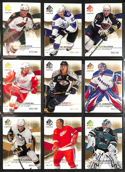 Lot of (115) 2008-09 SP Authentic Sign of the Times Autographs and Limited Parallels e/ (#/100) inc. Eric Staal Autograph, Jari Kurri Autograph, Alex Ovechkin (#/100), Bobby Hull (#/100), +