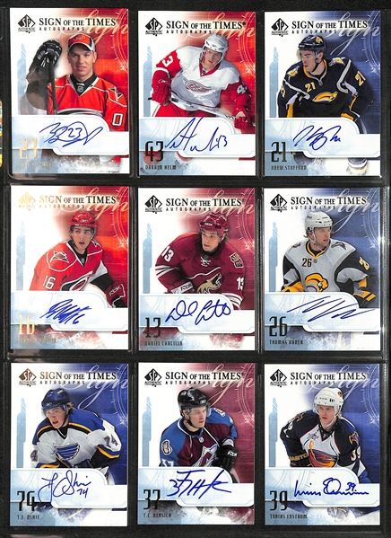 Lot of (115) 2008-09 SP Authentic Sign of the Times Autographs and Limited Parallels e/ (#/100) inc. Eric Staal Autograph, Jari Kurri Autograph, Alex Ovechkin (#/100), Bobby Hull (#/100), +