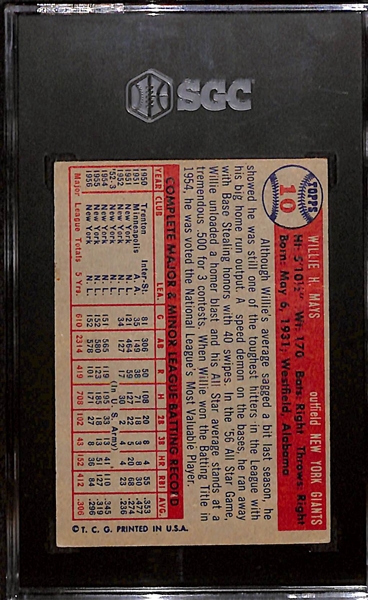 1957 Topps #10 Willie Mays Graded SGC 4