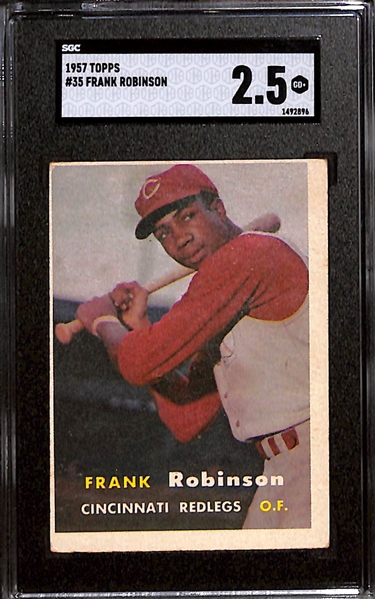 Lot of (2) SGC Graded 1957 Topps Rookie Baseball Cards Inc. #18 Don Drysdale (SGC 3) and #35 Frank Robinson (SGC 2.5)