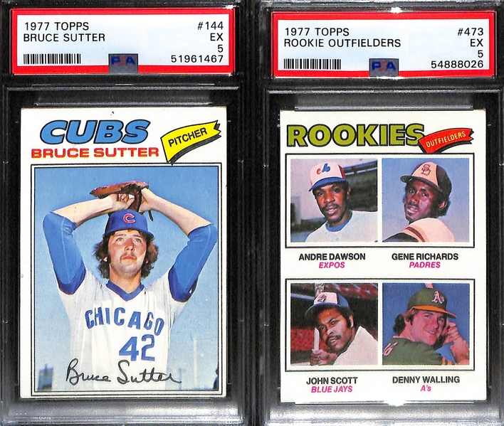 (9) PSA Graded 1970s Topps Baseball Hall of Fame Rookies- 1973 Rich Gossage (PSA 4), 1974 Dave Winfield (PSA 5), 1976 Dennis Eckersley (PSA 5), 1979 Ozzie Smith (PSA 5), +