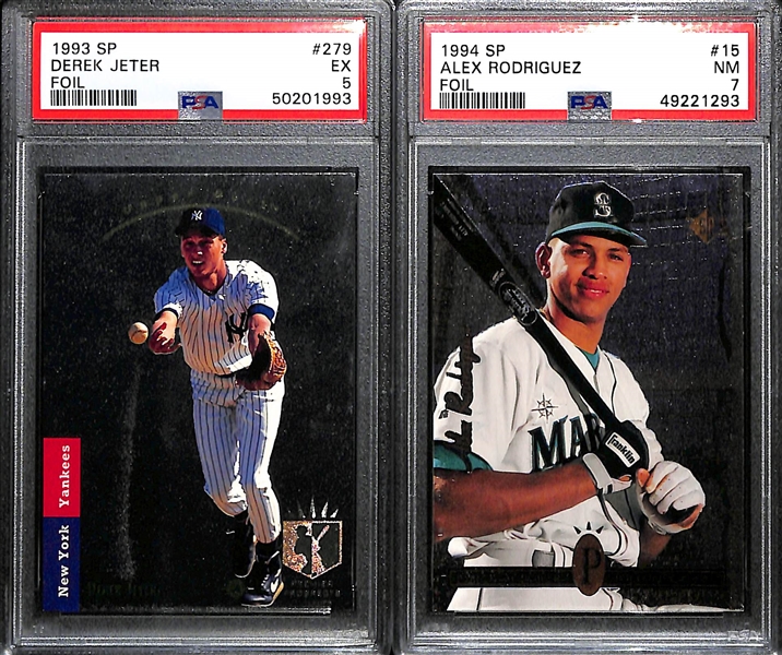 (4) PSA Graded Mid 1990s Baseball Superstar and Hall of Fame Rookies- 1993 SP Derek Jeter (PSA 5), 1994 SP Alex Rodriguez (PSA 7), 1995 Bowman's Best Scott Rolen (PSA 9), 1995 Bowman's Best...