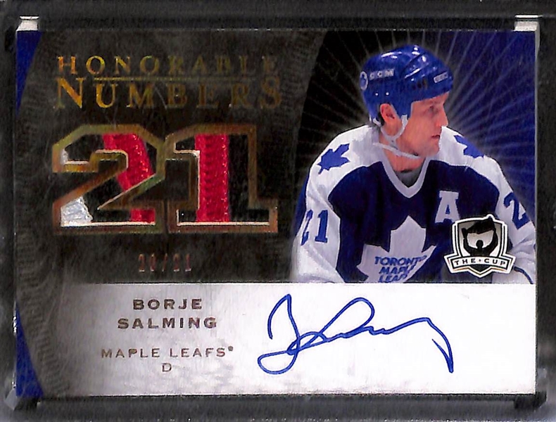 Lot of (4) Mid 2000s Hockey Autographs inc. 2008-09 SP Authentic Penned Perfection Patrick Kane (#/50), 2005-06 The Cup Limited Logos Markus Naslund Patch (#/25), 2007-08 The Cup Honorable Numbers...