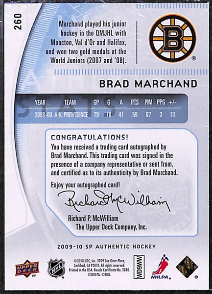 2009-10 SP Authentic Brad Marchand Future Watch Rookie Autograph (#/999)