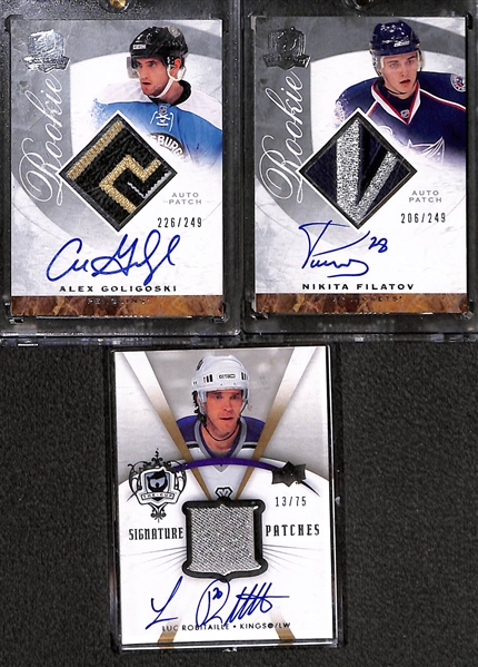 Lot of (15) Late 2000s Upper Deck Hockey Autographs inc. 2008-09 SP Authentic Sign of the Times Bobby Hull, 2009-10 SP Authentic Logan Couture Future Watch Rookie (#/999),  2007-08 The Cup Shane...