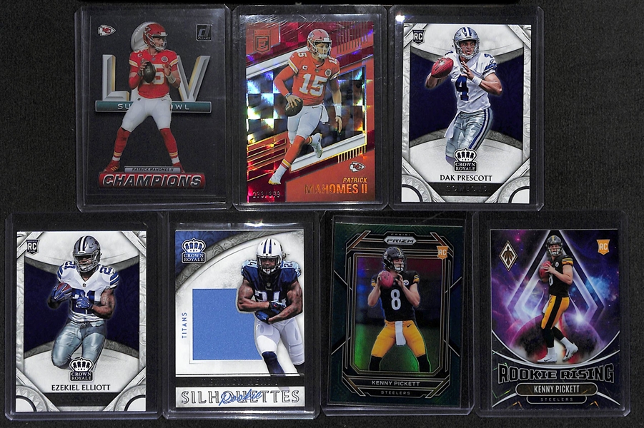 Lot of (30+) Mostly Modern Football Rookies and Stars w. 2022 Clearly Patrick Mahomes Super Bowl Champions Case Hit, (12) Autographs and More