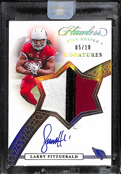 2020 Panini Flawless Larry Fitzgerald Autographed Star Swatch Signatures Patch Card #ed 5/10