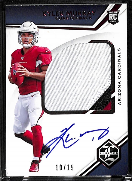 2019 Panini Limited Kyler Murray Autographed Jumbo Rookie Patch Card #10/15